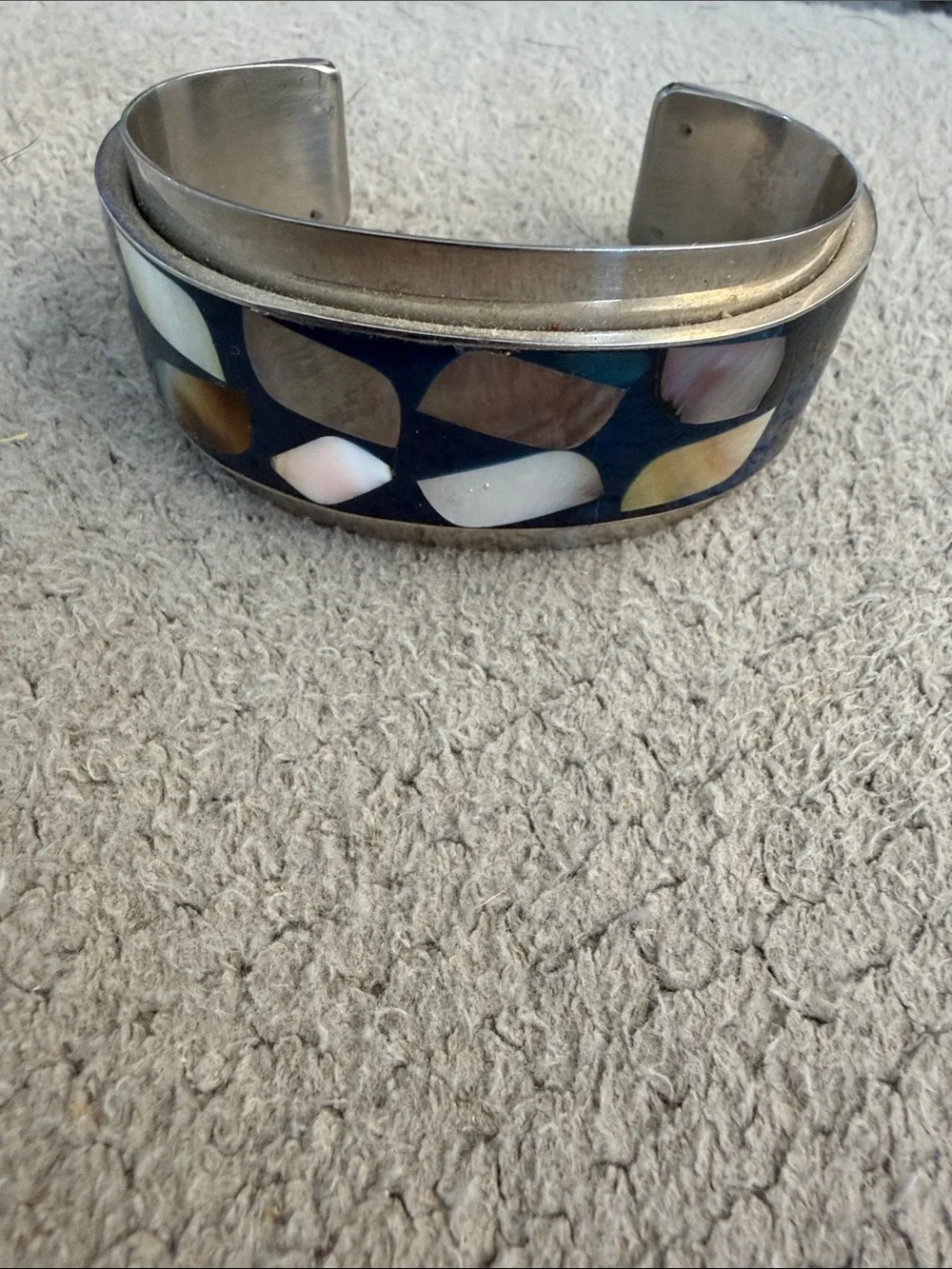 Inlay Shell Leaf Cuff Bracelet - Multi/Black